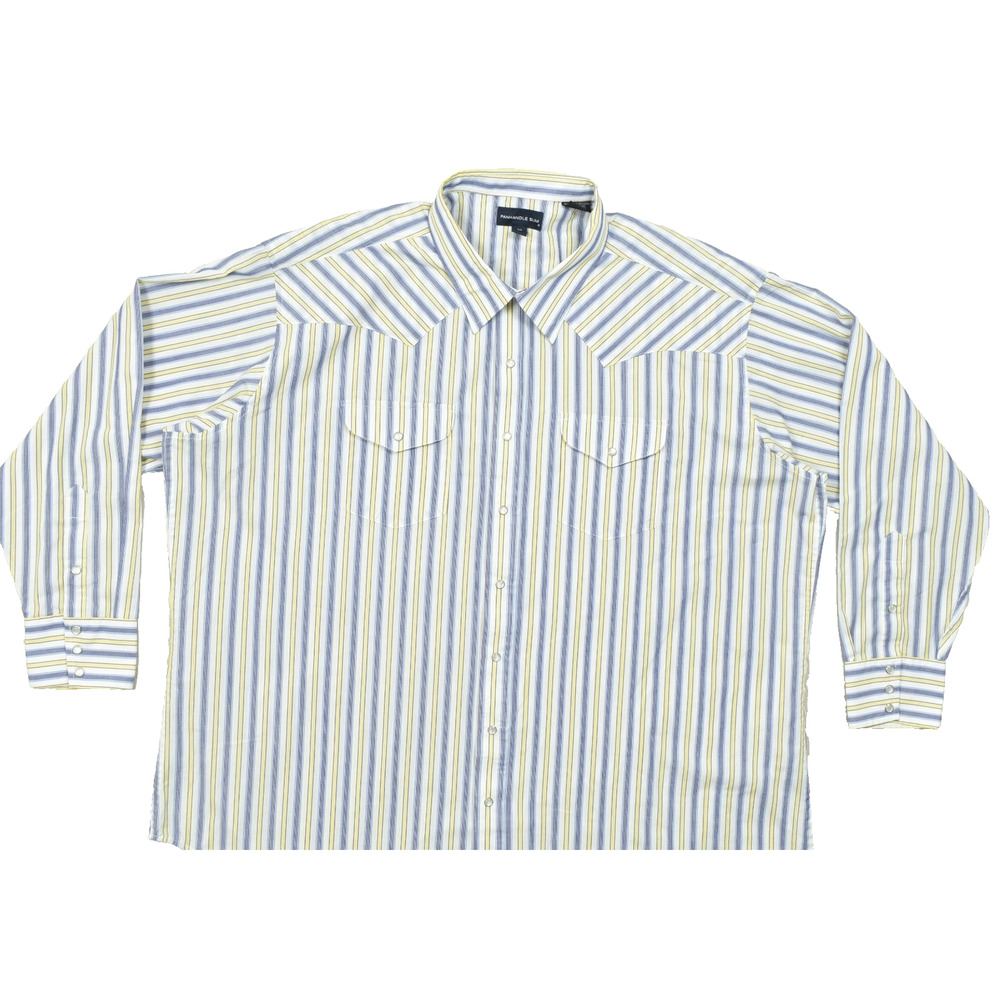 Panhandle Slim Men's Size 20 38 Western Shirt Striped Long Sleeve Pearl Snap